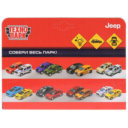 Машина металл свет-звук JEEP GRAND CHEROKEE ПОЛИЦИЯ 12 см, дв, баг, ин, кор. Технопарк в кор.2*36шт