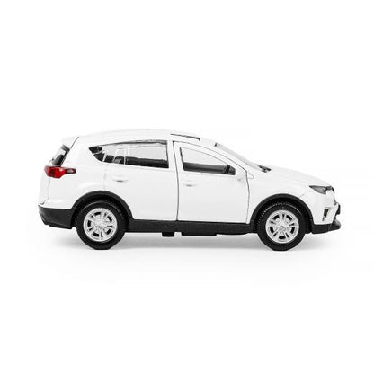 Машина металл TOYOTA RAV4 длина 12 см, двери, багажник, инерц, белый, кор. Технопарк в кор.2*36шт