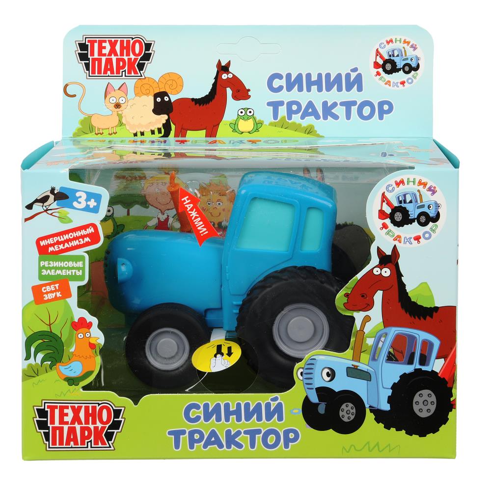 Модель металл светзвук СИНИЙ ТРАКТОР длина 11 см, инерц, синий, кор. Технопарк в кор.48шт