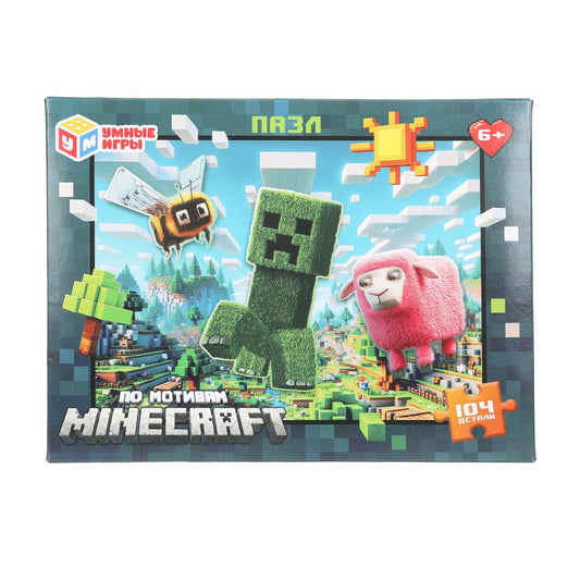 По мотивам Майнкрафт. Пазлы классические в коробке. 104 детали. 190х141х35мм. Умные игры в кор.24шт