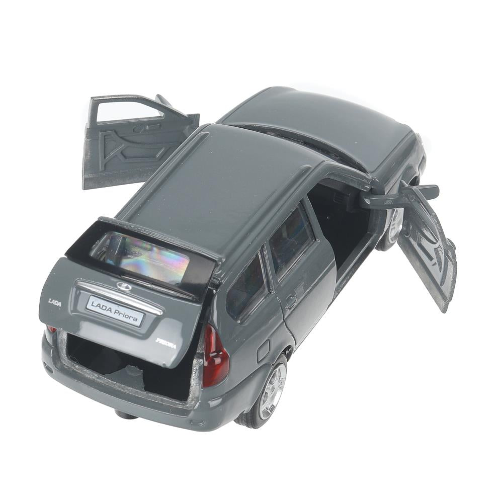 Машина металл LADA PRIORA длина 12 см, двери,багаж,инерц,темно-серый, в кор. Технопарк в кор.2*36шт