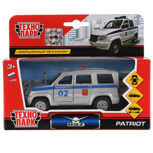 Машина металл УАЗ Патриот полиция 12см,открыв. двери, инерц. в кор. ТМ Технопарк в кор.2*24шт