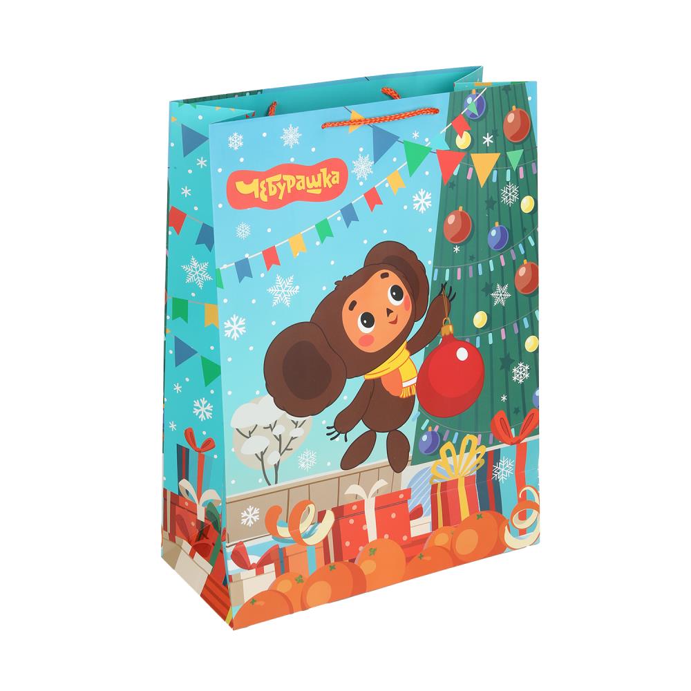 Пакет аппликация СОЮЗМУЛЬТФИЛЬМ xl,Чебурашка новогодний,190 гр/м2 ЧУДО ПРАЗДНИК в кор.5*12шт
