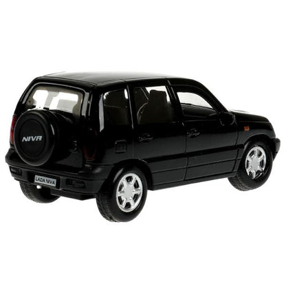 Машина металл LADA NIVA длина 12 см, двери, багажник, инерц, черный, кор. Технопарк в кор.2*36шт