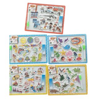 Пазл магнит. "Сюжеты" с гриф. доской для рисования с обратной стороны: набор магнитов, фломастер, мелки, в ассорт.