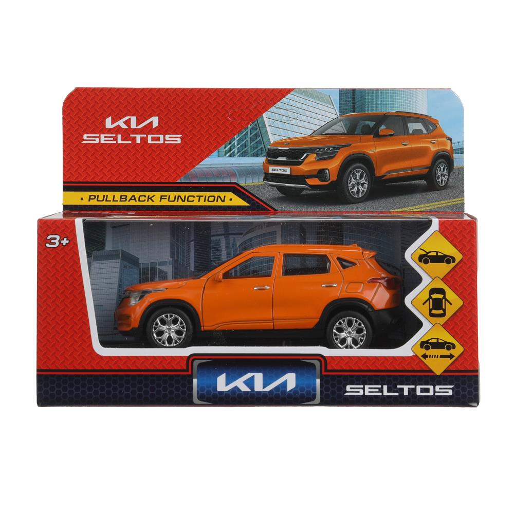 Машина металл KIA seltos длина 12 см, двери, багажник., инерц, оранжевый, кор. Технопарк в кор.2*36шт