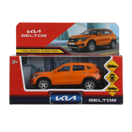 Машина металл KIA seltos длина 12 см, двери, багажник., инерц, оранжевый, кор. Технопарк в кор.2*36шт