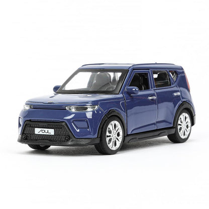 Машина металл KIA Soul длина 12 см, двери, багажник., инерц, темно-синий, кор. Технопарк в кор.2*36шт