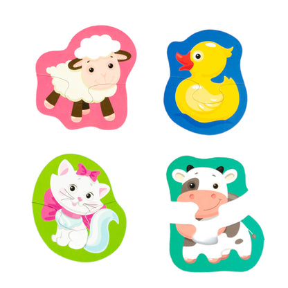 Пазлы контурные Половинки "Домашние животные" Baby Toys (8 карт. 16 эл)