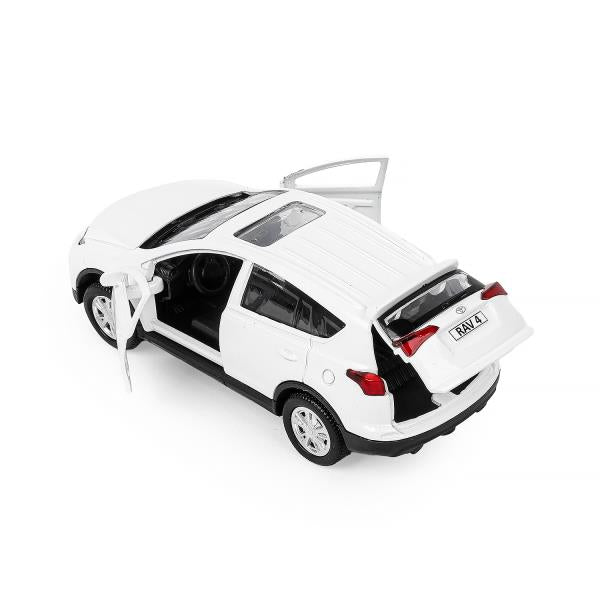 Машина металл TOYOTA RAV4 длина 12 см, двери, багажник, инерц, белый, кор. Технопарк в кор.2*36шт