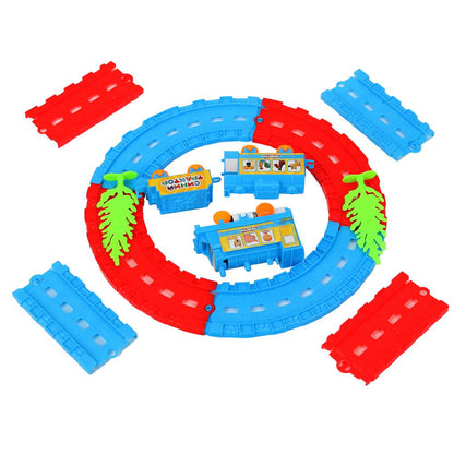 Железная дорога мультяшная СИНИЙ ТРАКТОР длина пути 118, кор.35*27*4см ТЕХНОДРАЙВ в кор.2*30шт