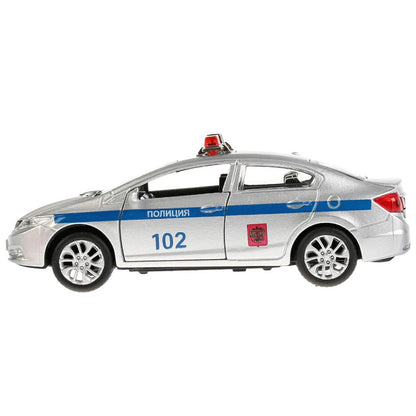 Machine en métal "HONDA CIVIC ПОЛИЦИЯ", d'une longueur de 12 cm, ouverte. двери, инерц, в кор. Parc technologique dans le cor.2*36шт