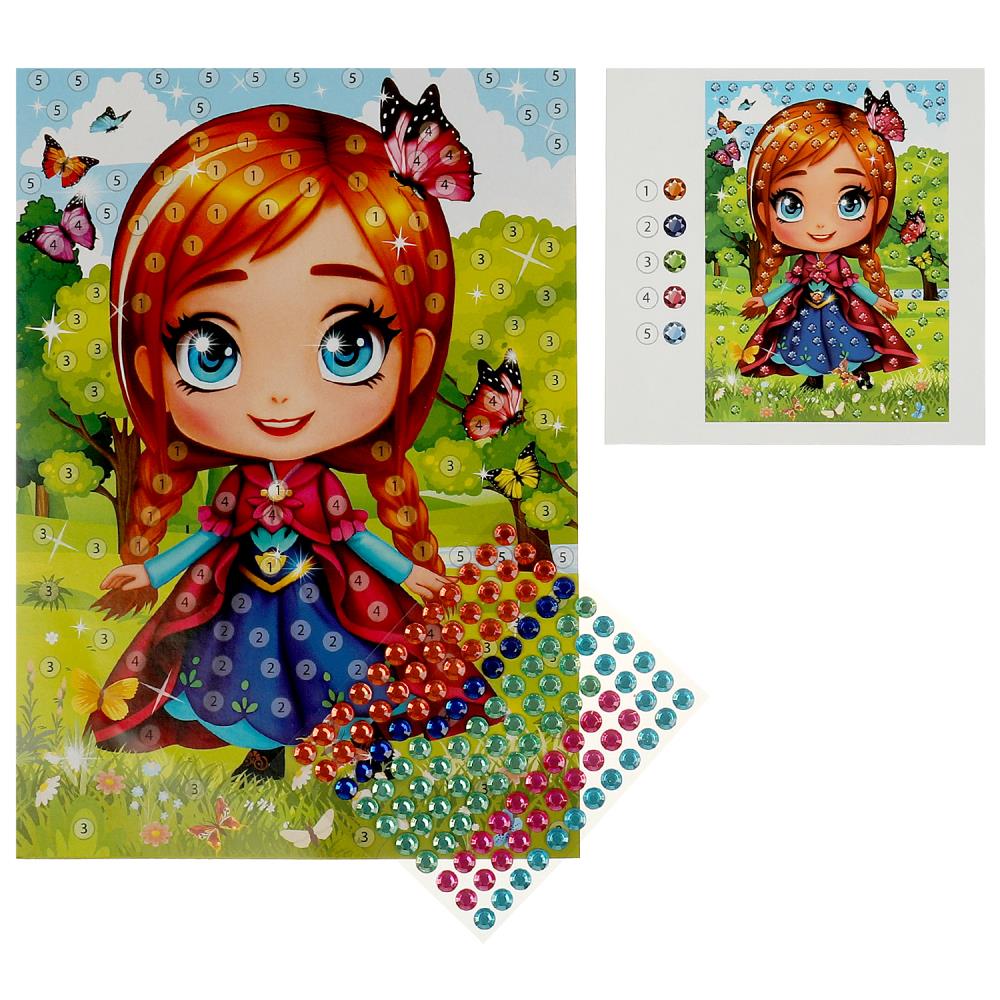Аппликация стразами в пакете 15*21 см принцесса МУЛЬТИ АРТ в кор.100шт