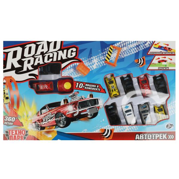 Игрушка пластик ROAD RACING автотрек 8 машинок, 1 петля, кор. Технопарк в кор.2*18шт