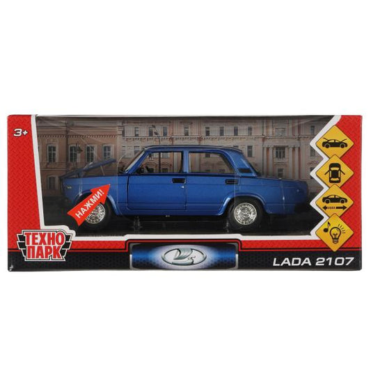 Машина металл светзвук LADA 2107, 17 см, дв., кап.,баг.,инер.,синий,кор. Технопарк в кор.2*12шт