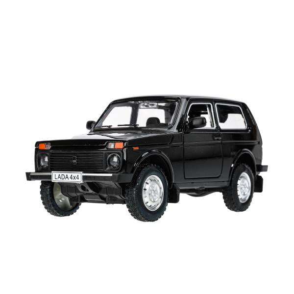 Машина металл свет-звук LADA lada 4x4, 18,5 см, дв, кап, баг,инер,черн Технопарк в кор.2*18шт
