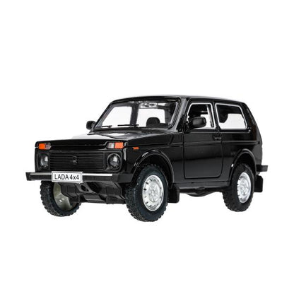 Машина металл свет-звук LADA lada 4x4, 18,5 см, дв, кап, баг,инер,черн Технопарк в кор.2*18шт