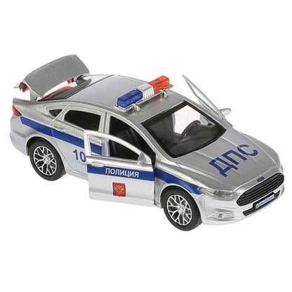 Машина металл свет-звук "FORD MONDEO ПОЛИЦИЯ", длина 12 см, откр двер, инерц. Технопарк в кор.2*36шт
