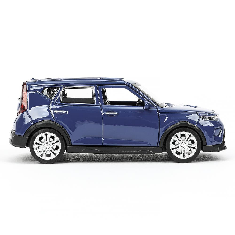 Машина металл KIA Soul длина 12 см, двери, багажник., инерц, темно-синий, кор. Технопарк в кор.2*36шт