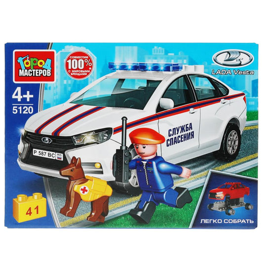Конструктор LADA Vesta СЛУЖБА спасения, 41 дет. (легко собрать) Город мастеров в кор.2*40шт
