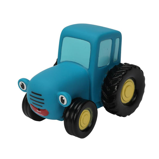 Игрушка пластизоль для ванны СИНИЙ ТРАКТОР с улыбкой 10 см, 1шт, сетка синяя КАПИТОШКА в кор.50шт
