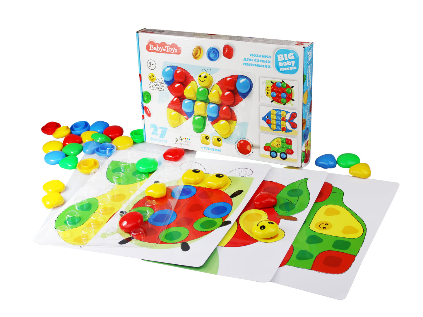 Мозаика для самых маленьких Baby Toys "Бабочка" d 40/4 цв (27 эл) nev кор