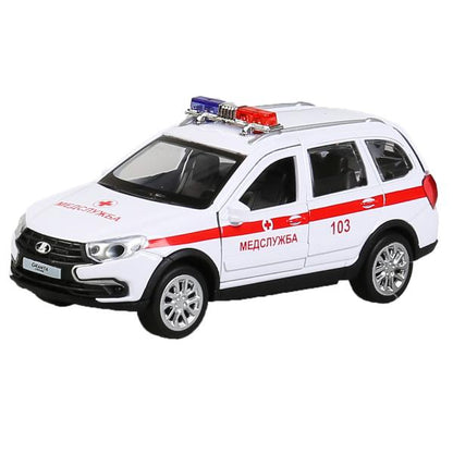 Machine en métal noir-zvuk "lada granta cross 2019 scoraja"12 cm, iner., bel dans le cor du parc technologique dans le cor2*36шт