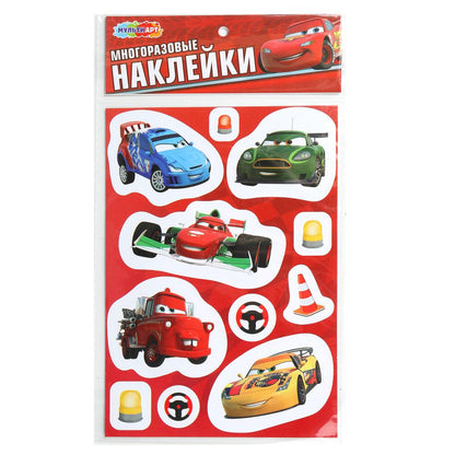 Наклейки бумажные, а5, тачки МУЛЬТИ АРТ в кор.500шт