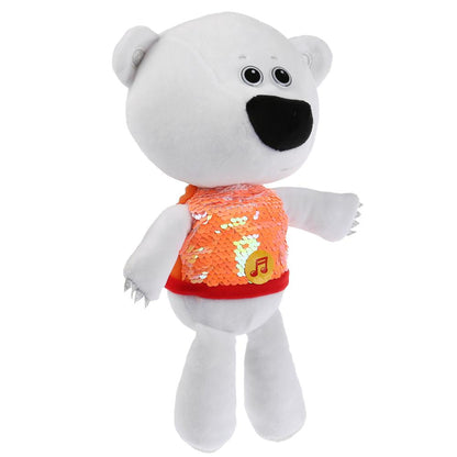 Игрушка мягкая МИ-МИ-МИШКИ белая тучка в футболке c пайетками,20см,муз. чип. Мульти-пульти в кор24шт