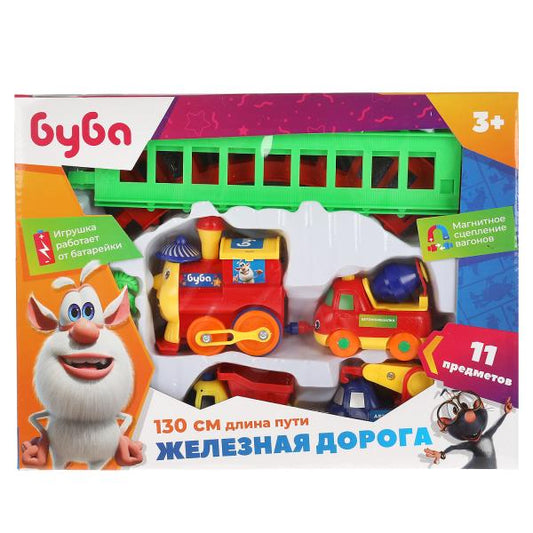 Железная дорога мультяшная БУБА длина пути 130, кор.28*21*5,4см ИГРАЕМ ВМЕСТЕ в кор.2*15шт