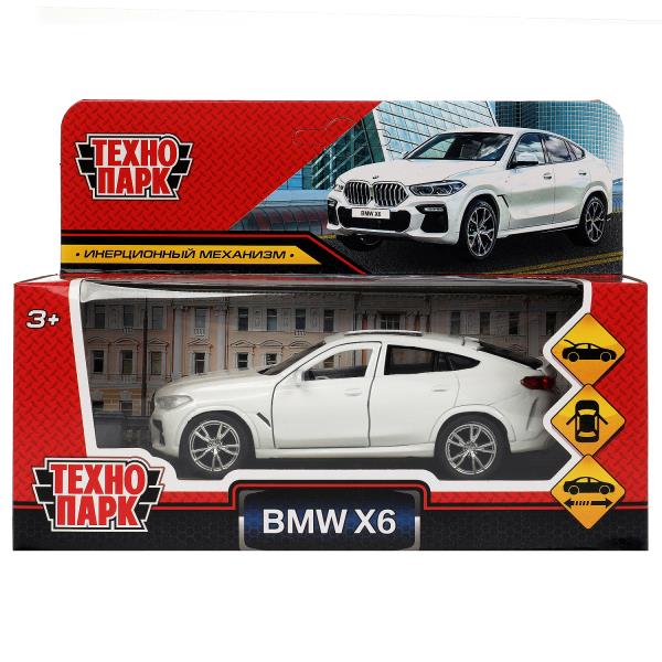 Машина металл BMW X6 длина 12 см, двери, багажник, инер, белый, кор. Технопарк в кор.2*36шт