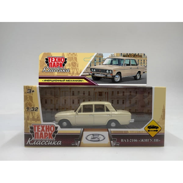 Машина металл LADA lada 2106 длина 10,5 см, инерц, бежевый, кор. Технопарк в кор.2*36шт