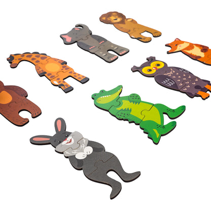 Пазлы из дерева. Тройные пазлы "Веселый зоопарк" 24 эл.