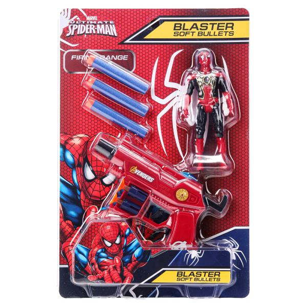Бластер ЧЕЛОВЕК-ПАУК мягкие пули, фигурка, блист.29*19*4 см - в кор.2*84шт