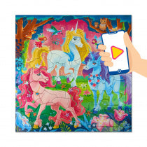 Пазл фигурный на подложке+Дополненная реальность. Единороги. 30х30,5 см, 80 детали (ГеоДом) НОВИНКА