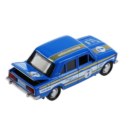 Машина металл свет-звук ВАЗ-2106 ЖИГУЛИ СПОРТ 12 см, двер, инер, синий, кор. Технопарк в кор.2*36шт