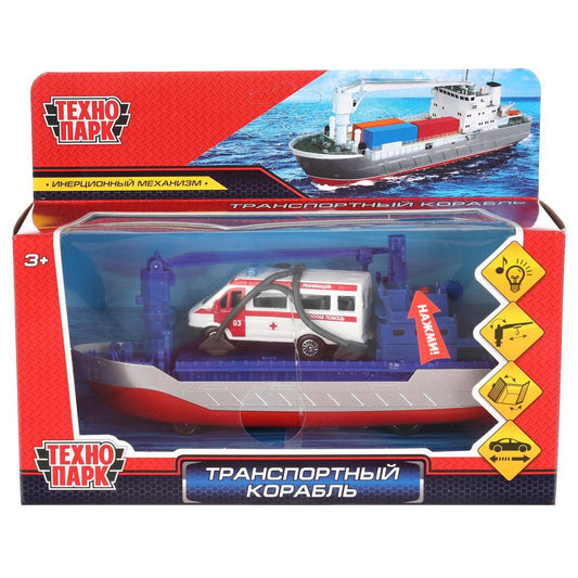 КРАН-17SLAMB-ГАЗГЫ Модель металл свет-звук ТРАНСПОРТНЫЙ КОРАБЛЬ 17 см, ГАЗЕЛЬ, инерц, кор. Техн
