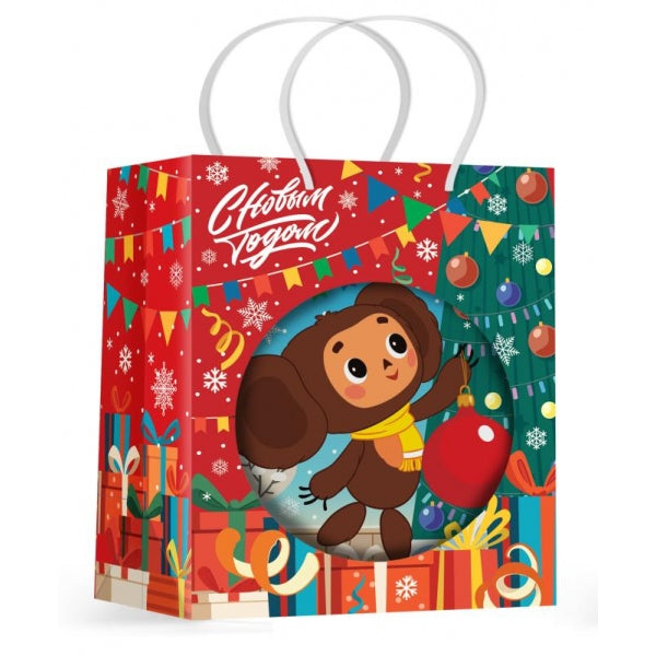 Пакет-окошко СОЮЗМУЛЬТФИЛЬМ м,Чебурашка новогодний,190 гр/м2 ЧУДО ПРАЗДНИК в кор.12*12шт