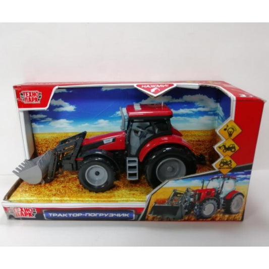 1812A052-R Модель пластик свет-звук ТРАКТОР 24 см, кап.,подв.дет.,инер. кор. Технопарк в кор.2*24шт