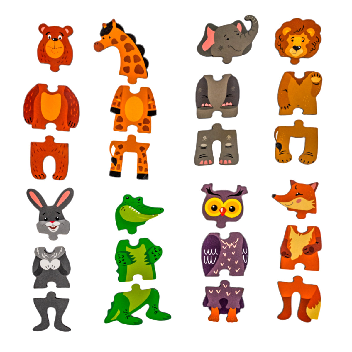 Пазлы из дерева. Тройные пазлы "Веселый зоопарк" 24 эл.