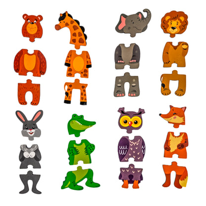 Пазлы из дерева. Тройные пазлы "Веселый зоопарк" 24 эл.