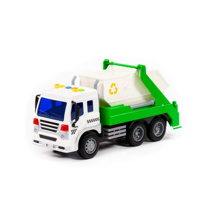 Полесье. Автомобиль инерционный "Сити" контейнеровоз свет,звук (зелёный) (в коробке) арт.86198 /8