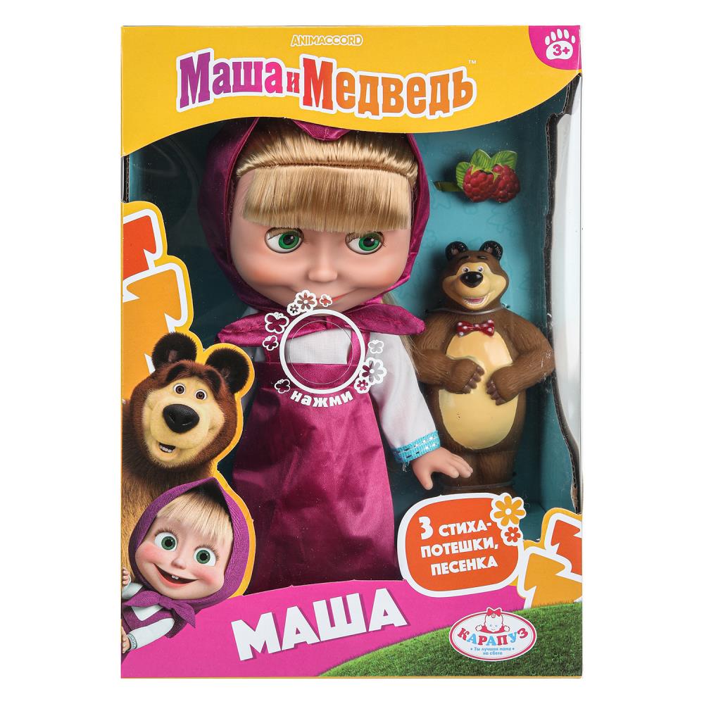 Кукла Маша и Медведь маша 25см, озвучка, медведь, кор КАРАПУЗ в кор.18шт
