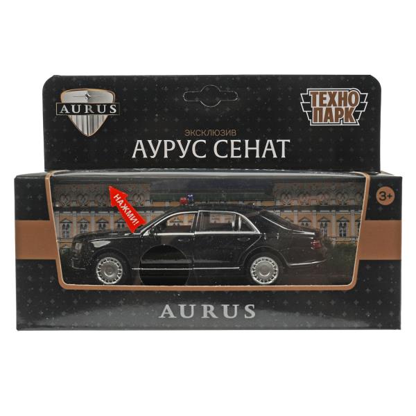Машина металл свет-звук АУРУС СЕНАТ 12 см, двери, багаж, инерц, черный, кор. Parc technologique dans le cor.2*36шт