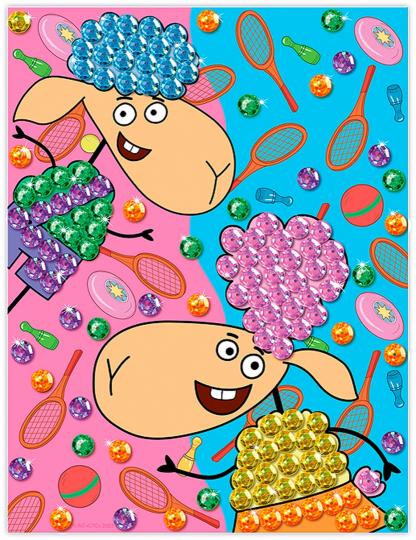 Отель у овечек. Мозаика из пайеток картина "Спорт Беллы и Бени"