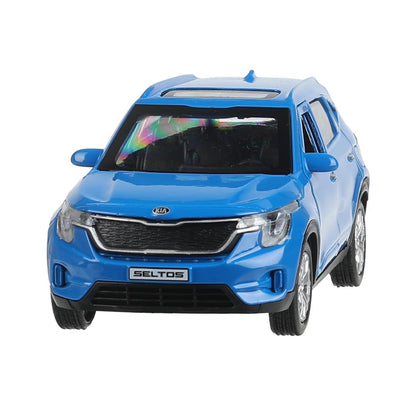 Машина металл KIA seltos длина 12 см, двери, багажник., инерц, синий, кор. Технопарк в кор.2*36шт
