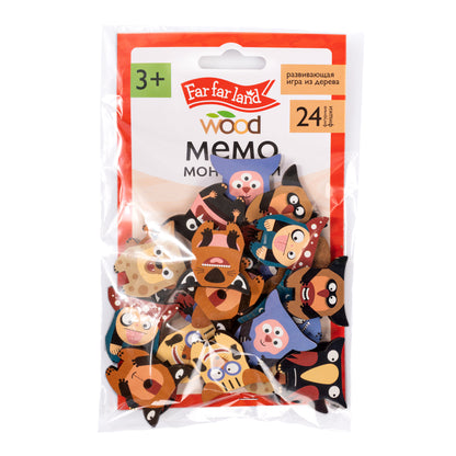 Игра настольная деревянная МЕМО "Монстрики" (24 фишки в пакете) Far far land wood