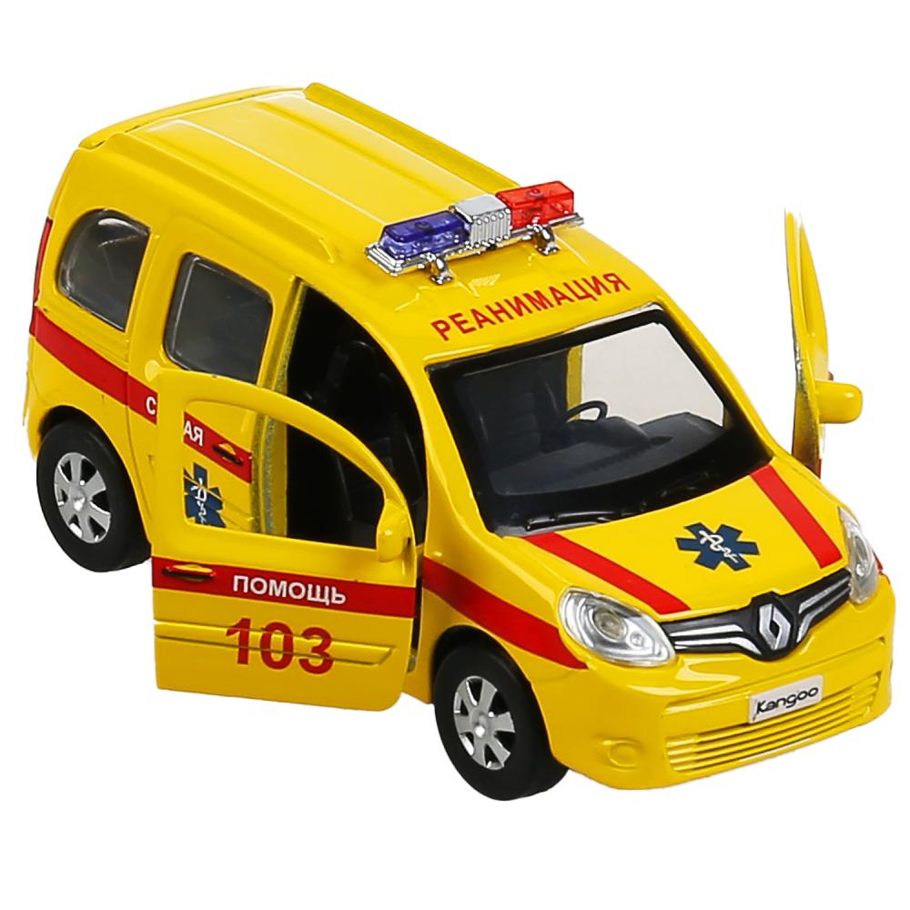 Technoparc. Modèle "Renault Kangoo Реанимация" métal 12 cm double, bagage, jaune, art.KANGOO-12AMB-YE