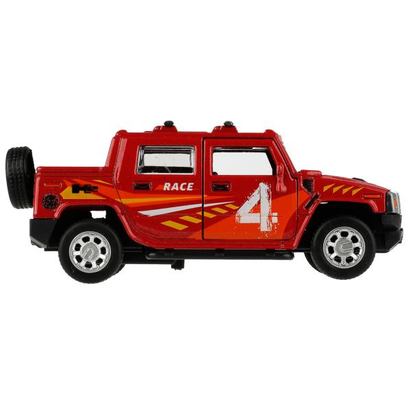 Машина металл HUMMER H2 PICKUP СПОРТ 12 см, двер, багаж, инер, красный, кор. Технопарк в кор.2*36шт