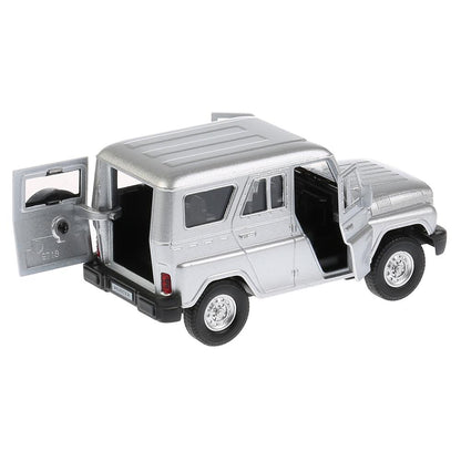 ТМ Технопарк. Машина металл "UAZ HUNTER" 12см, открыв. двери, инерц., СЕРЕБРИСТЫЙ в кор в кор.2*36шт